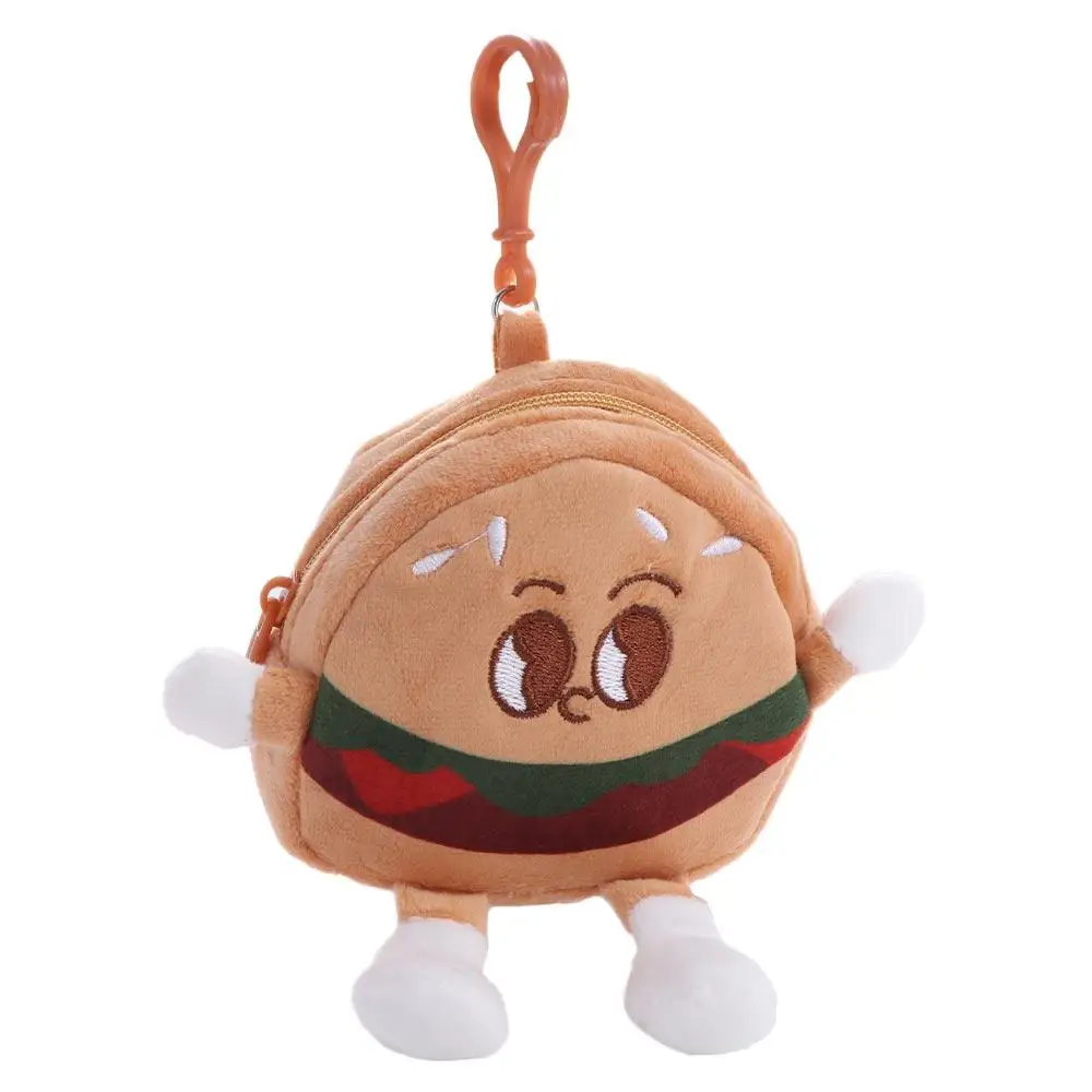 Hamburger Hamburger Plush Coin Purse Zipper Creative Cartoon Zipper Wallet Cartoon Storage Anime Mini Storage Bag Kid Gift