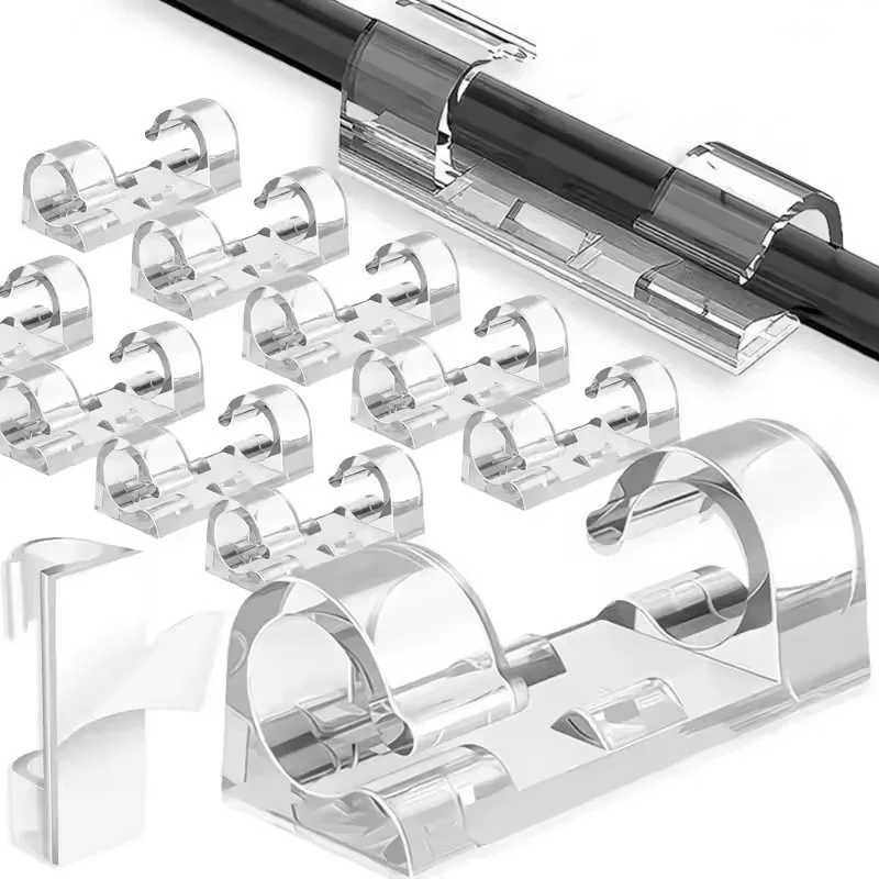 Cable Clips Organizer Drop Wire Holder Cord Management Self-Adhesive Cable Manager Fixed Clamp Wire Winder For Home Office Car