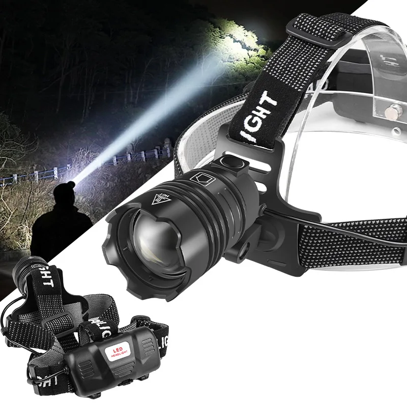 

New Aluminum Alloy XHP70 Strong Light Headlight TYPE-C USB Charging Outdoor Fishing Zoom Headlight