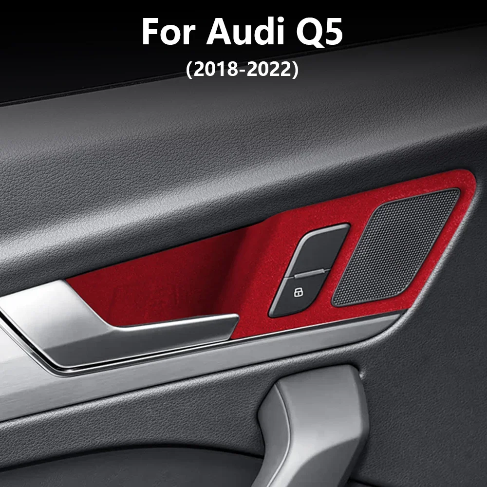 

For Audi Q5 2018 2019 2020 2021 2022 Car Door Inner Handle Frame Interior Italian Top Suede Trim LHD Cover Accessories