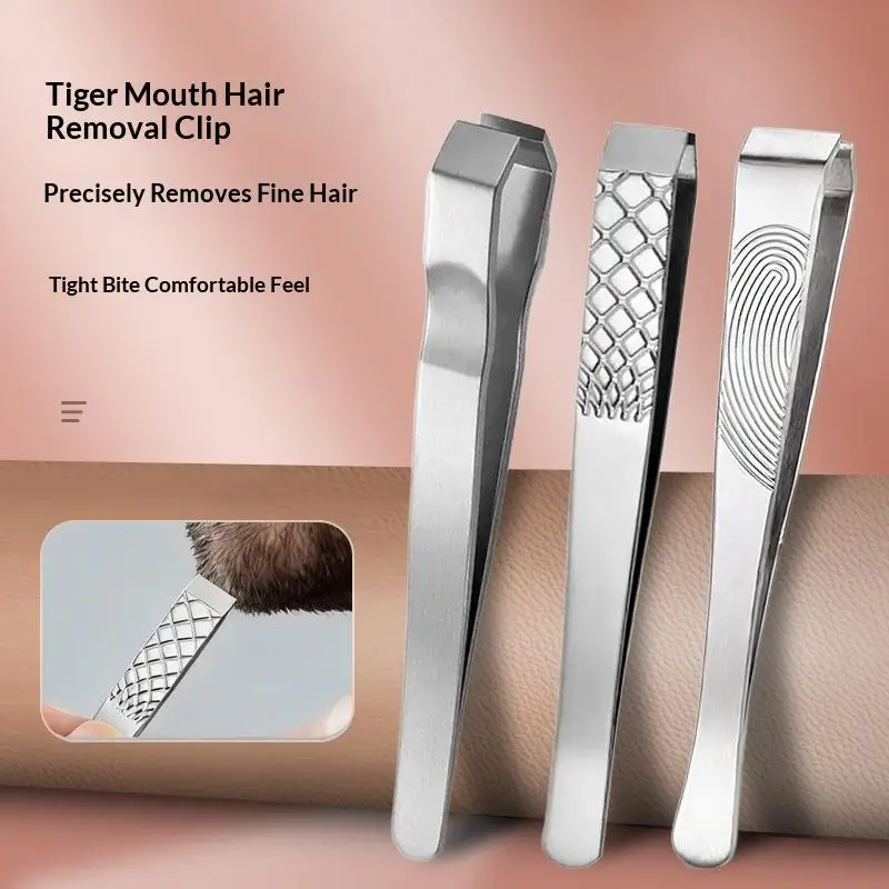 【B】Durable Stainless Steel Tweezers For Beard Eyebrow Hair Removal Flat Tip Design Easy Grip Facial Hair Plucking Tool