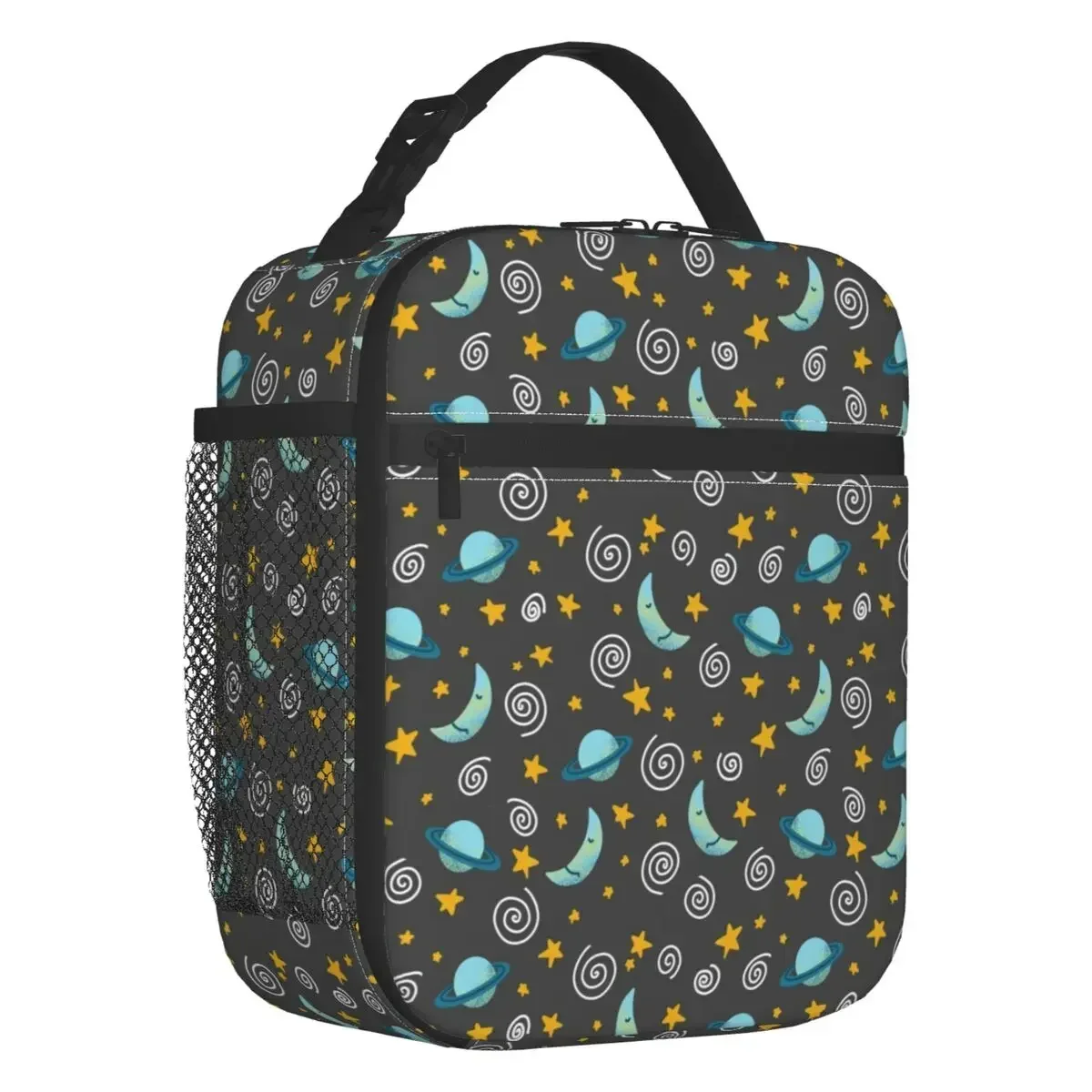 Moon And Stars Space Aliens Pattern Thermal Insulated Lunch Bag Women Resuable Lunch Tote for School Multifunction Food Box