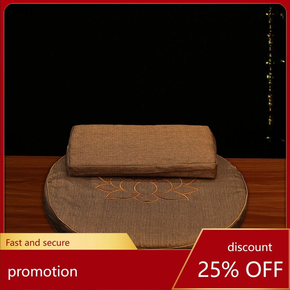 Cz lotus   cushion, round meditation mat, religious supplies, bright linen brown board coconut fiber prayer mat  kneeling pad