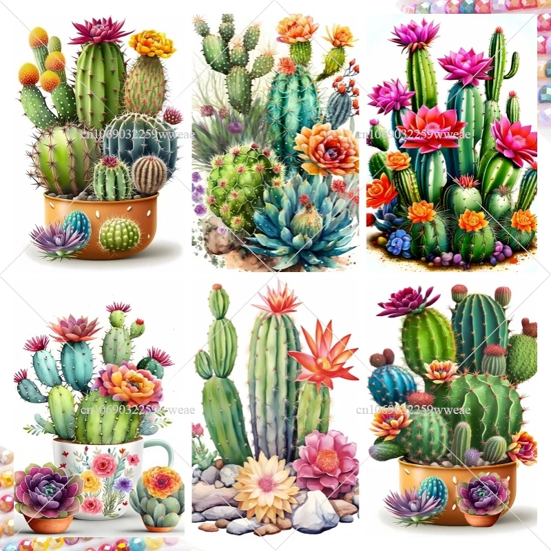 DIY Diamond Painting Novelty 2024 Succulent Full Drill Rhinestones Green Plant Picture Mosaic Art Living Room Halloween Decor