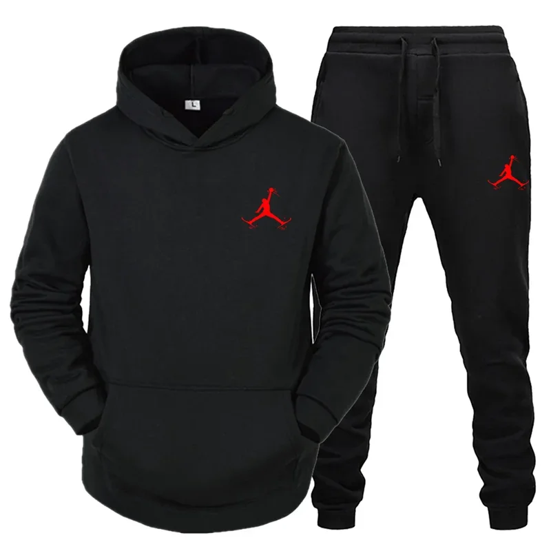 

2024 Men and women hooded sweatshirt + pants, casual running sportswear, sportswear, Spring and Autumn two-piece clothing,