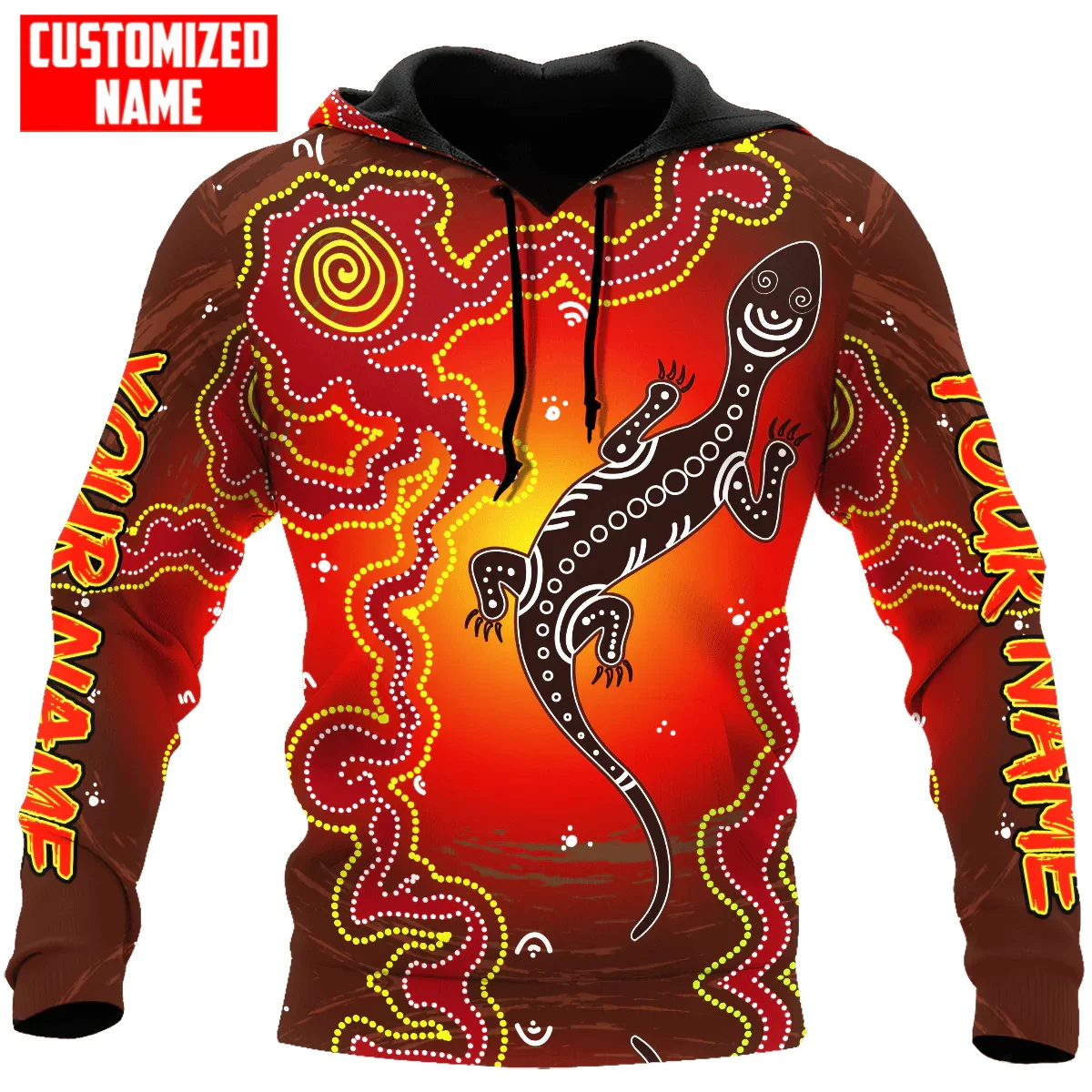 

Personalized Name Lizard Aboriginal 3D All Over Printed Mens zip hoodies Autumn Unisex pullover Casual Jacket Tracksuits TDD26