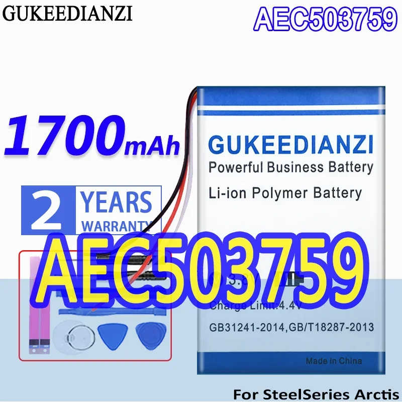 High Capacity GUKEEDIANZI Battery AEC503759 1700mAh For SteelSeries Arctis 1 3 5 7 Arctis1 Arctis3 Arctis5 Arctis7 Batteries