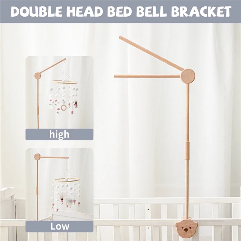 Pasgeboren Houten Bed Bel Beugel Set Mobiele Hangende Rammelaars Speelgoed Hanger Babybedje Mobiele Bed Bel Speelgoed Houder Arm