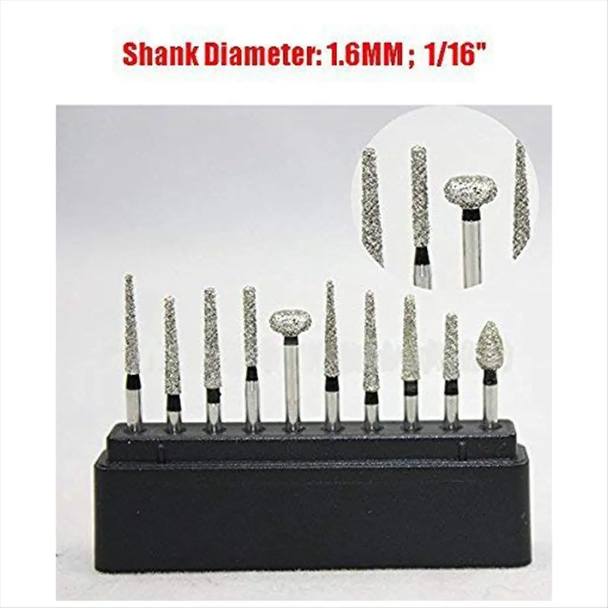 MALL 50PCS 1.6mm FG Burs Black High-Speed Polishing Accessories for Cutting Carving Shaping Touch-Up Engraving Finishing