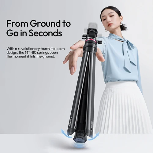 Imagen 2 del producto Trípode de apertura automática Ulanzi MT-80 de 2M con soporte Universal de 1/4 ""para cámaras de viaje, luces de vídeo, soporte de luz para fotografía, disparos de estudio
