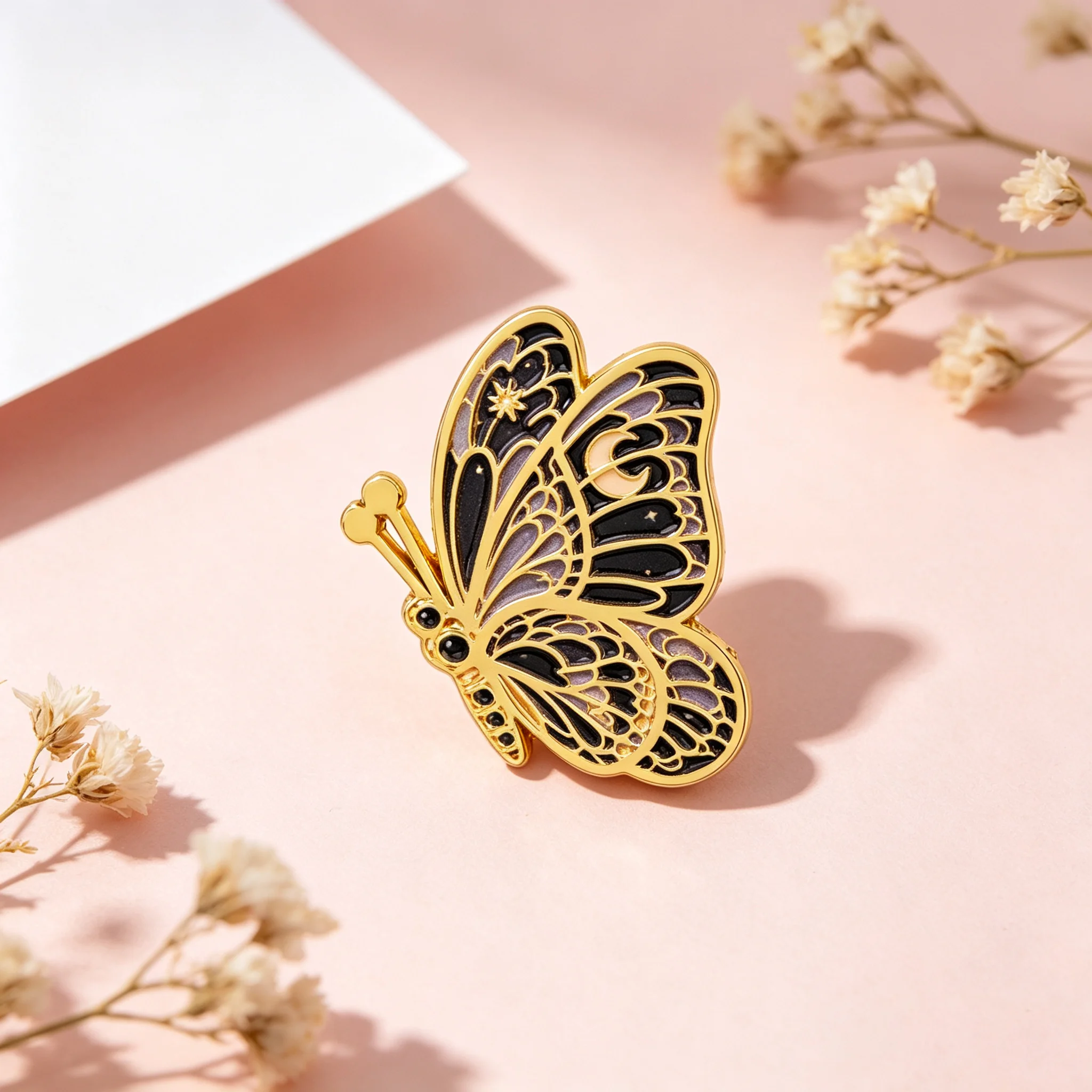 Vintage Mystical Celestial Butterfly Enamel Pins Brooch Lapel Pin Badge on Clothing Accessory Fashion Jewelry Gift For Friend