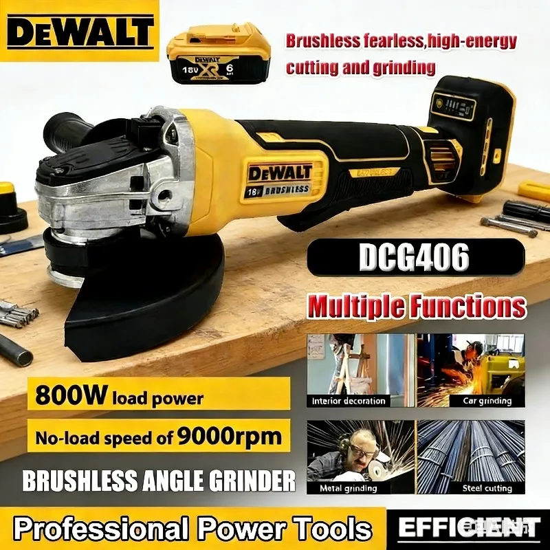 

Dewalt DCG406 125MM Brushless Angle Grinder 9000RPM Cordless Cutting Machine Impact Polisher Rechargeable Machine Power Tool