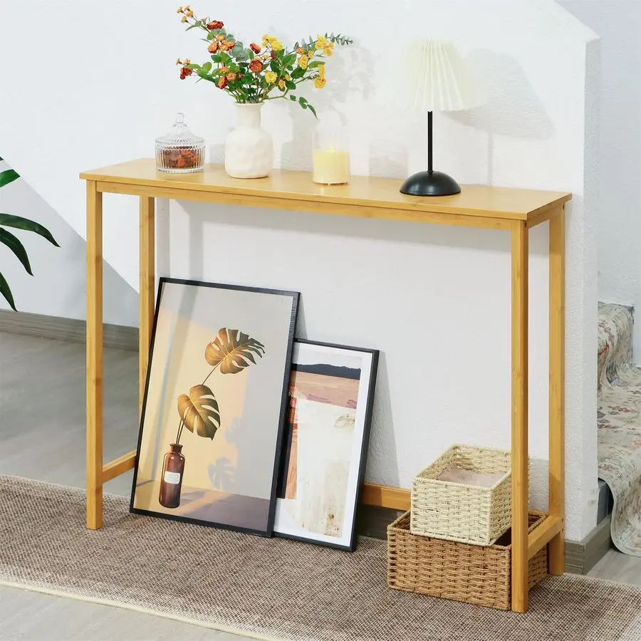 

Узкий консольный столик, 39,4 дюйма, деревянный, для прихожей, акцентный, тонкий, для коридора, придиванный столик для гостиной