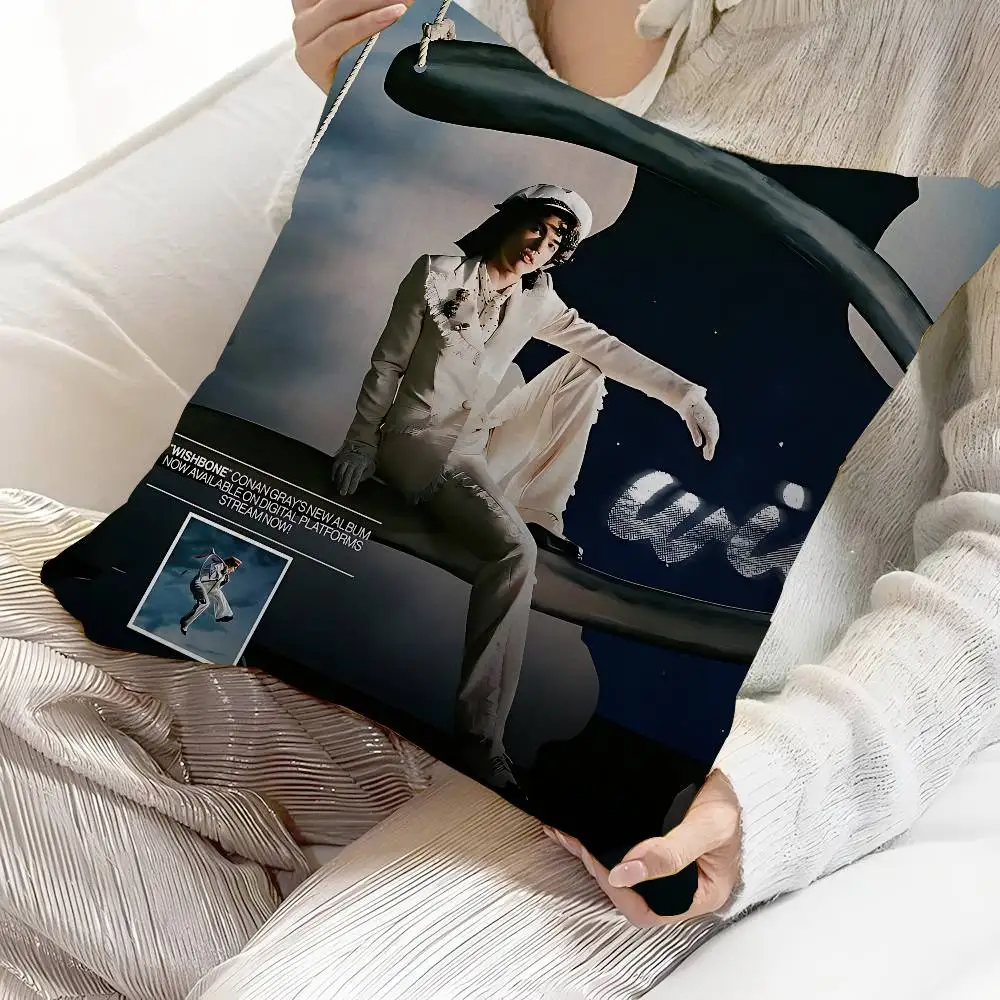 Kid K-Krow Conan Gray Cushion Cover Pillowcase Upholstery Sofa Throw Pillow Home Decor Pillowcas