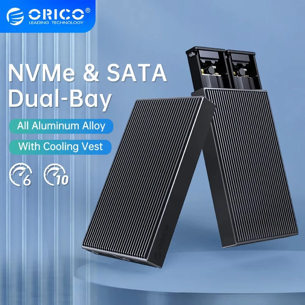 

Корпус для SSD-накопителя ORICO Dual Bay M.2 NVMe, 10 Гбит/с