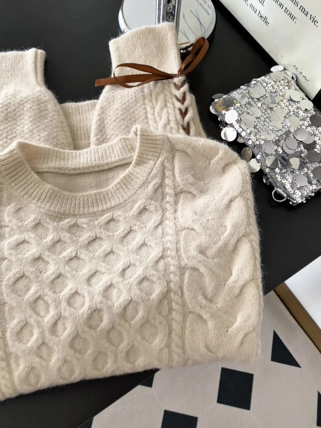 

Ladies ort Knitted Sweater Long Sve Soft Plump Twisted Autumn Winter Faion Knot Design Comfortable Commute S...