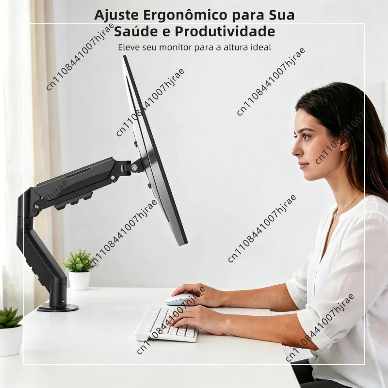 Gas Spring Single Monitor Arm 5 Joint Adjustable Desk Mount Bracket for 13-32 Inch Screen Load Capacity Up To 9KG