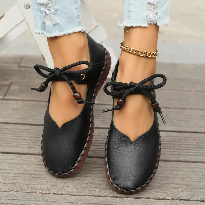 Sapatos de couro antiderrapante para mulheres, sapatos simples, salto baixo, carro, alça de sutura, oxford, confortável, desgaste, moda, primavera, outono, novo