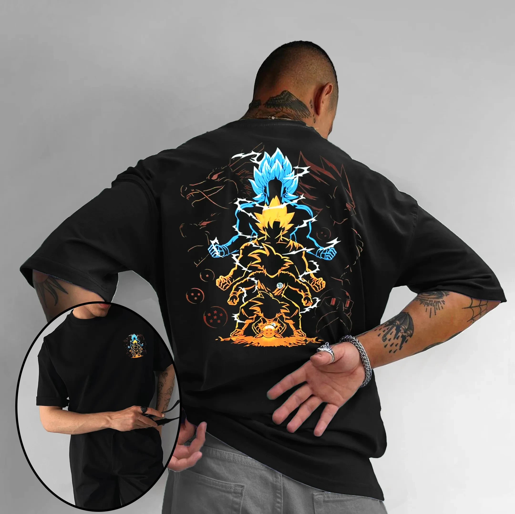 

Dragon Ball Trend с коротким рукавом Летний тренд Комфортная спортивная повседневная одежда с коротким рукавом Популярная одежда для пар Половина рукава с коротким рукавом