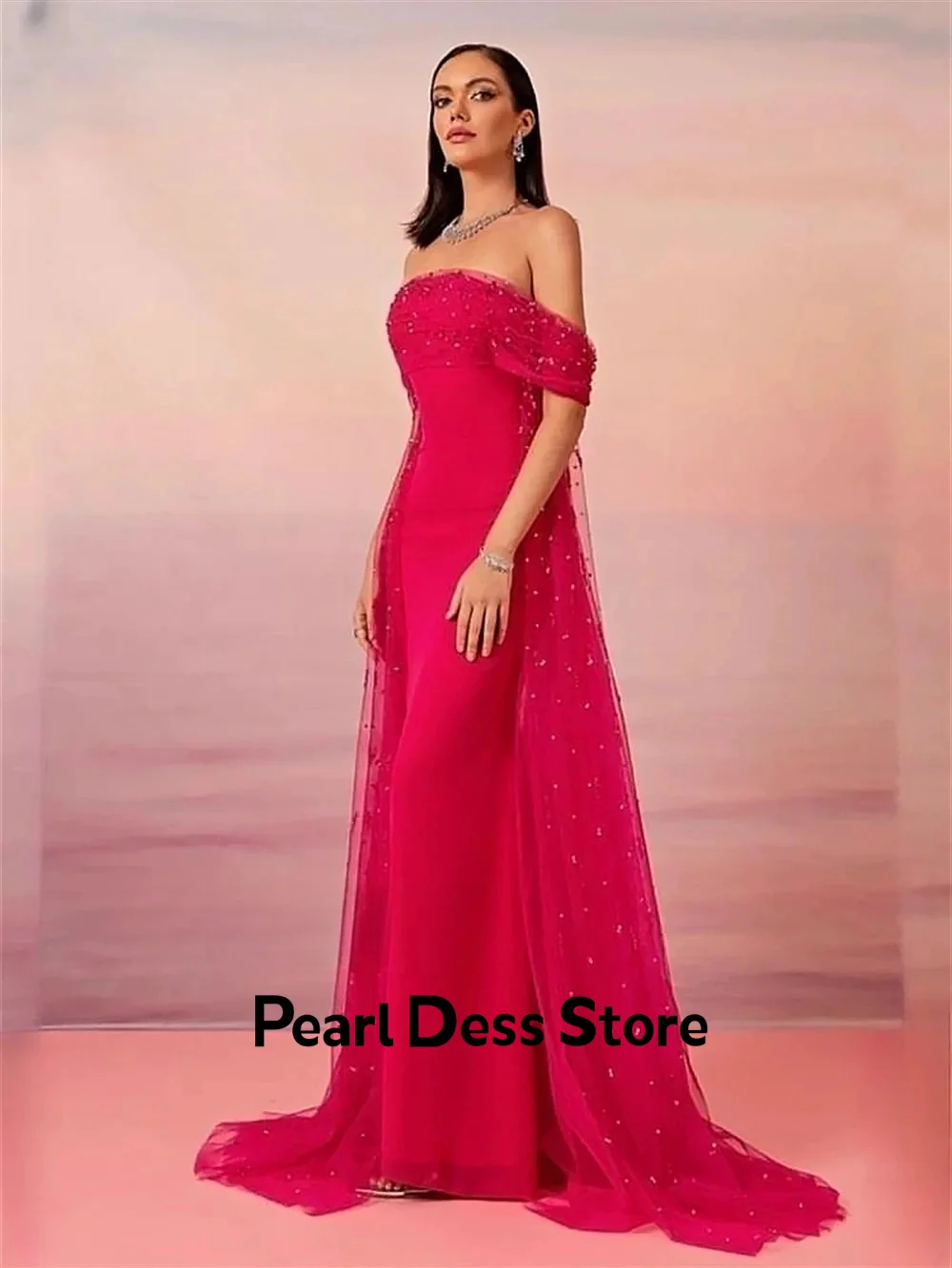 Pearl Elegant Party Dresses for Women Luxury Evening Dresses 2024 Fish Tail Sequins Long Style Royal Engagement Dress Es Prom