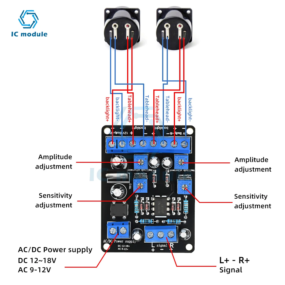 AC 9-12V/DC 12-18V VU Meter Driver Board Amplifier Pre-stage Electronic Tube Amplifier db Meter Level Meter Driver Module