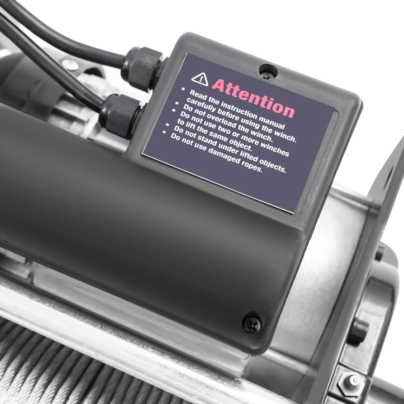 Zwart 110V/60Hz 400kg/881lbs elektrische takellier met bedrade bediening, 881LBS elektrische takel met lang staaldraad