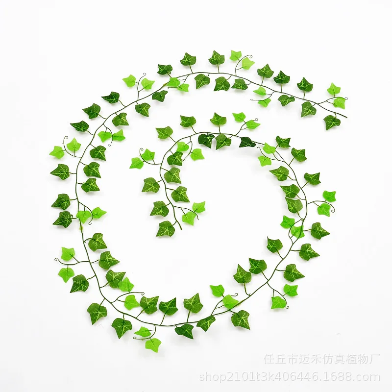 210Cm Artificial Hanging Christmas Garland Plants Vine Leaves Green Silk Outdoor Home Wedding Party Bathroom Garden Decoration