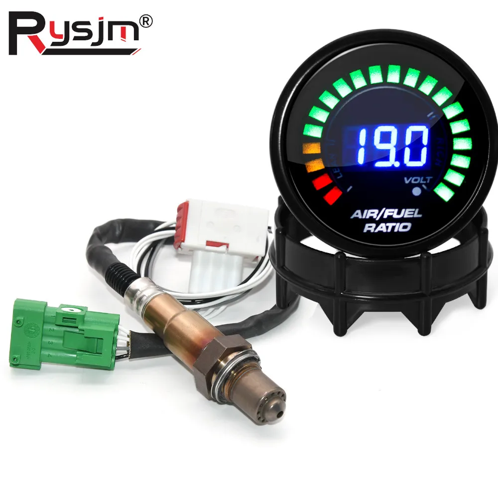 Jauge universelle de rapport Air-carburant de 52mm, affichage numérique LED, jauge de voiture fumée avec Kit de capteur d'oxygène O2 à large bande pour voitures 12V