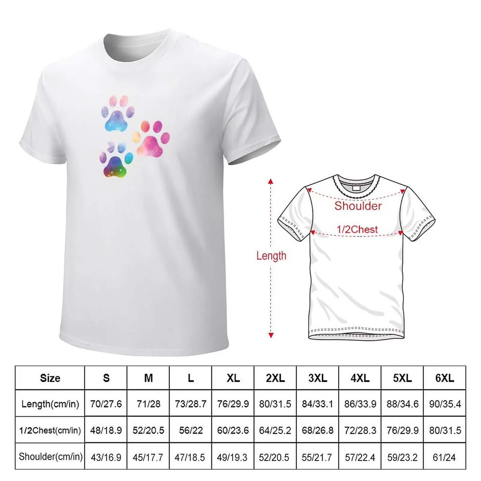 Colourful Watercolour Paw Print T-shirt vintage clothes blacks plain t shirts men