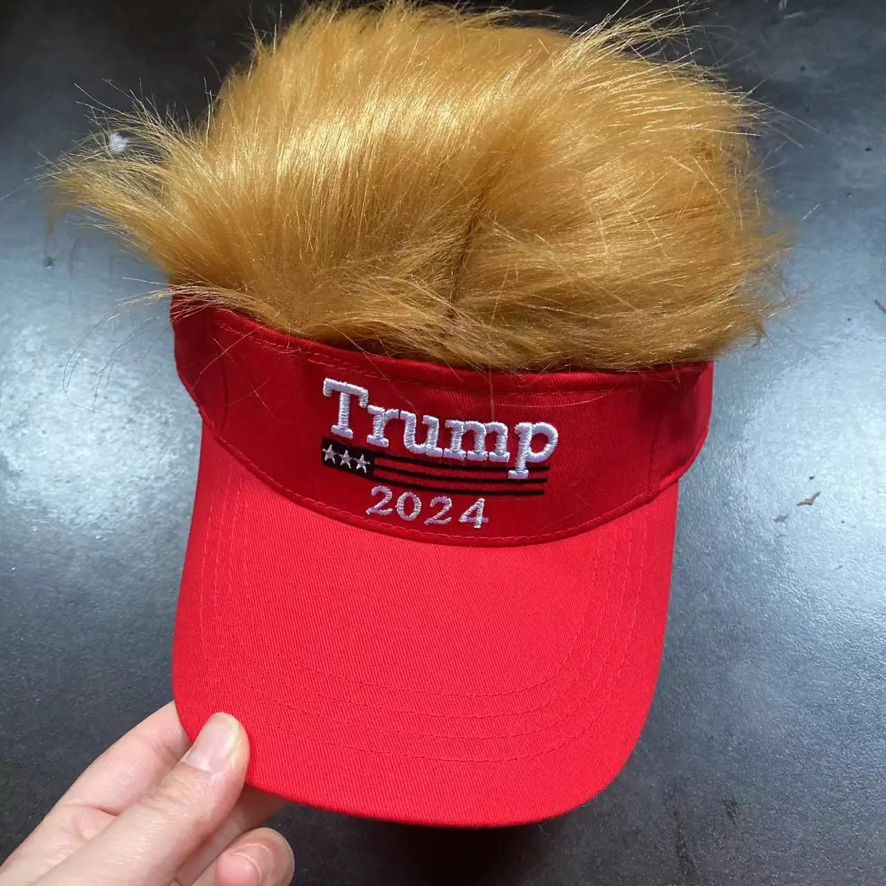 Synthetic Trump 2024 Hat Hair Donald Trump Make America Great Again Wig Hat with Embroidered Logo Adjustable MAGA Baseball Cap