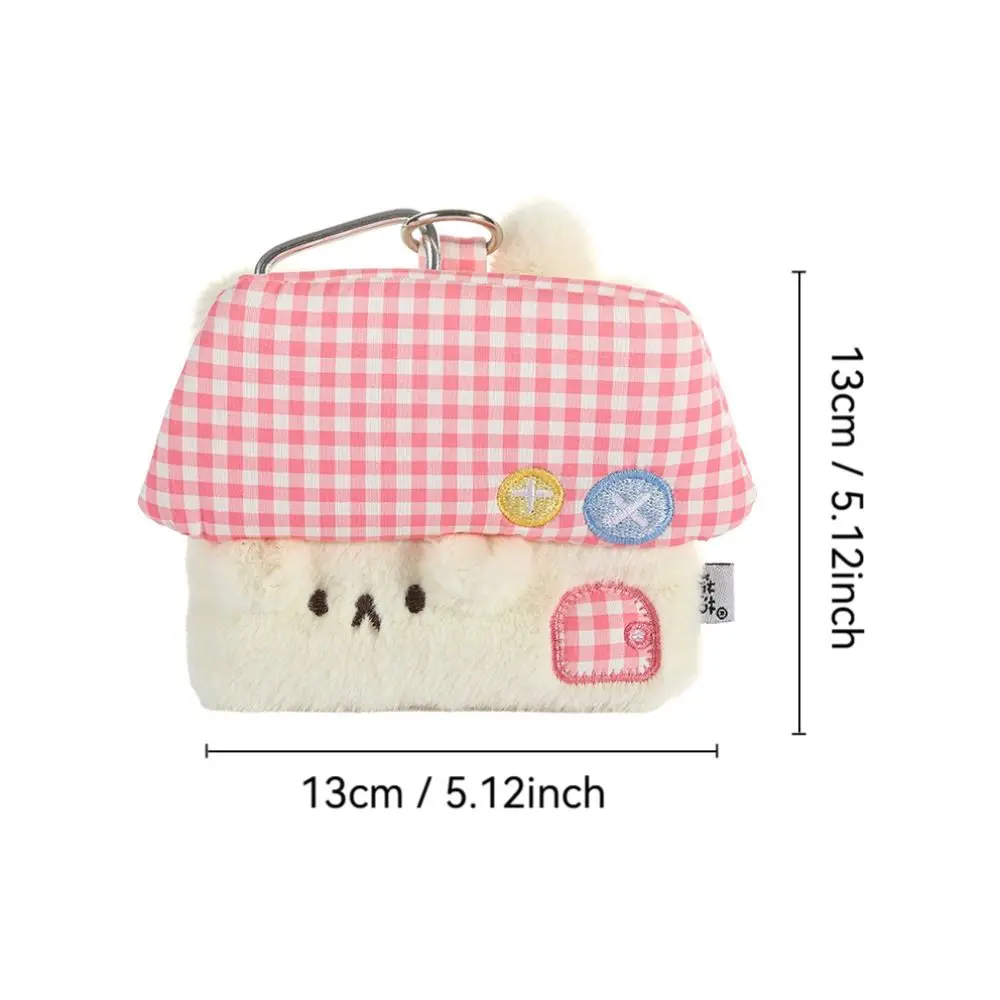 Creative House Shape Coin Purse Mini Plush Card Holder Cartoon Large Capacity Earphone Bag