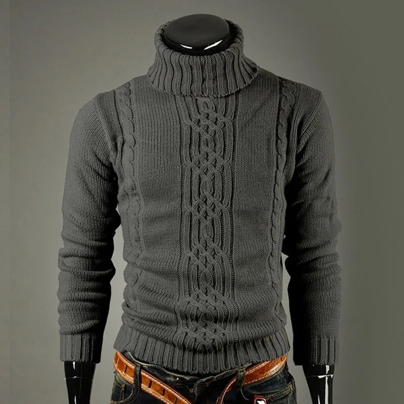 

Spring Autumn Men's Thickened Turtleneck Sweater Youth Knitted Warm Long Sleeve Top Men Clothing