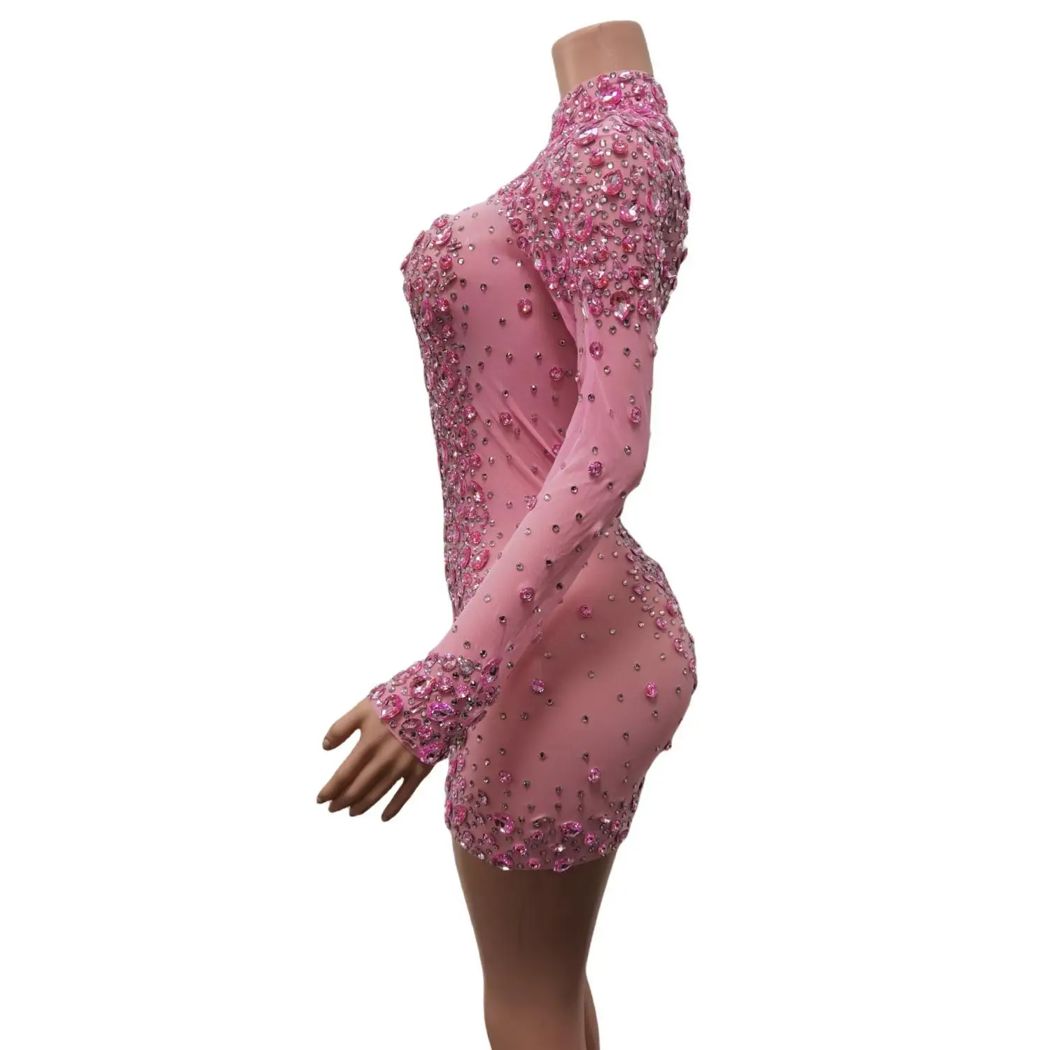 Robe de danse rose Sexy pour femmes, tenue de soirée avec strass scintillants, tenue de soirée d'anniversaire, 2024 Cuixing