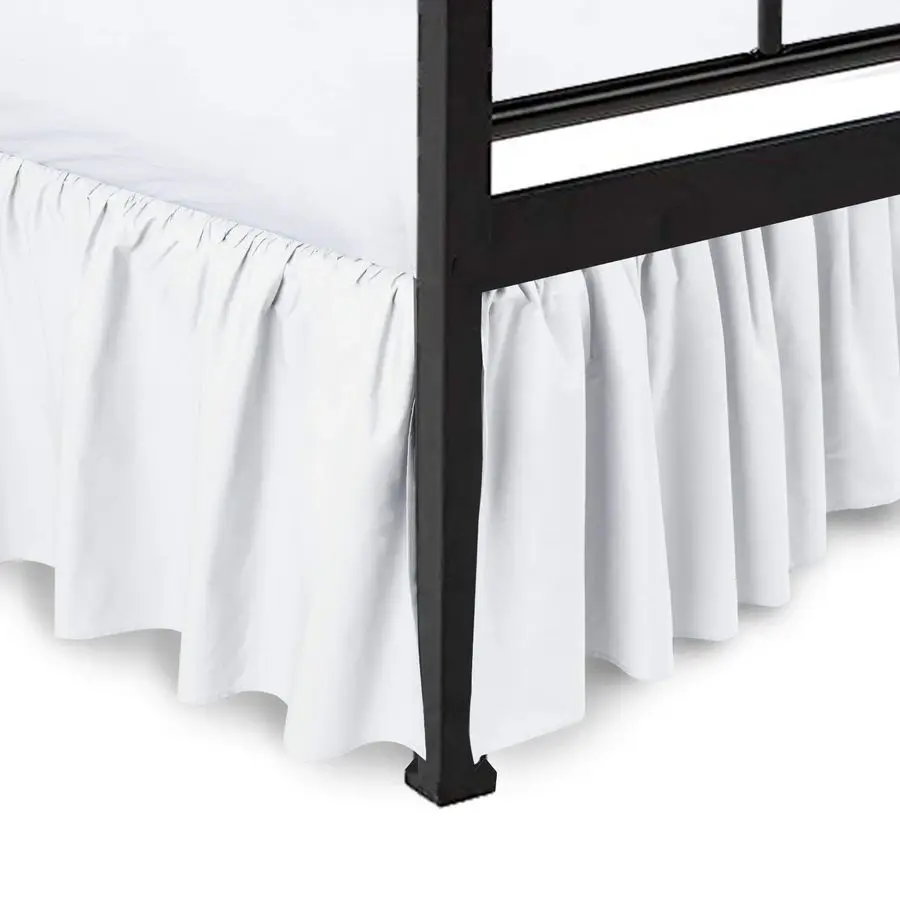 

600 Thread Count Pure Cotton Ruffle Bed Skirt 1 Piece Cotton King Size Dust Ruffle With Split Corner Bed Skirt 15 Drop Length Th