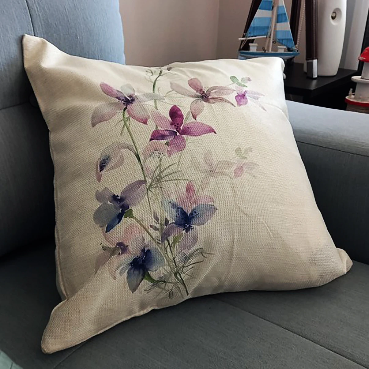 Floral Pillow Case 45 X 45 Spring Pillow Covers  Farmhouse Home Decor Cushions Living Room Throw Pillow Custom Cushion Covers
