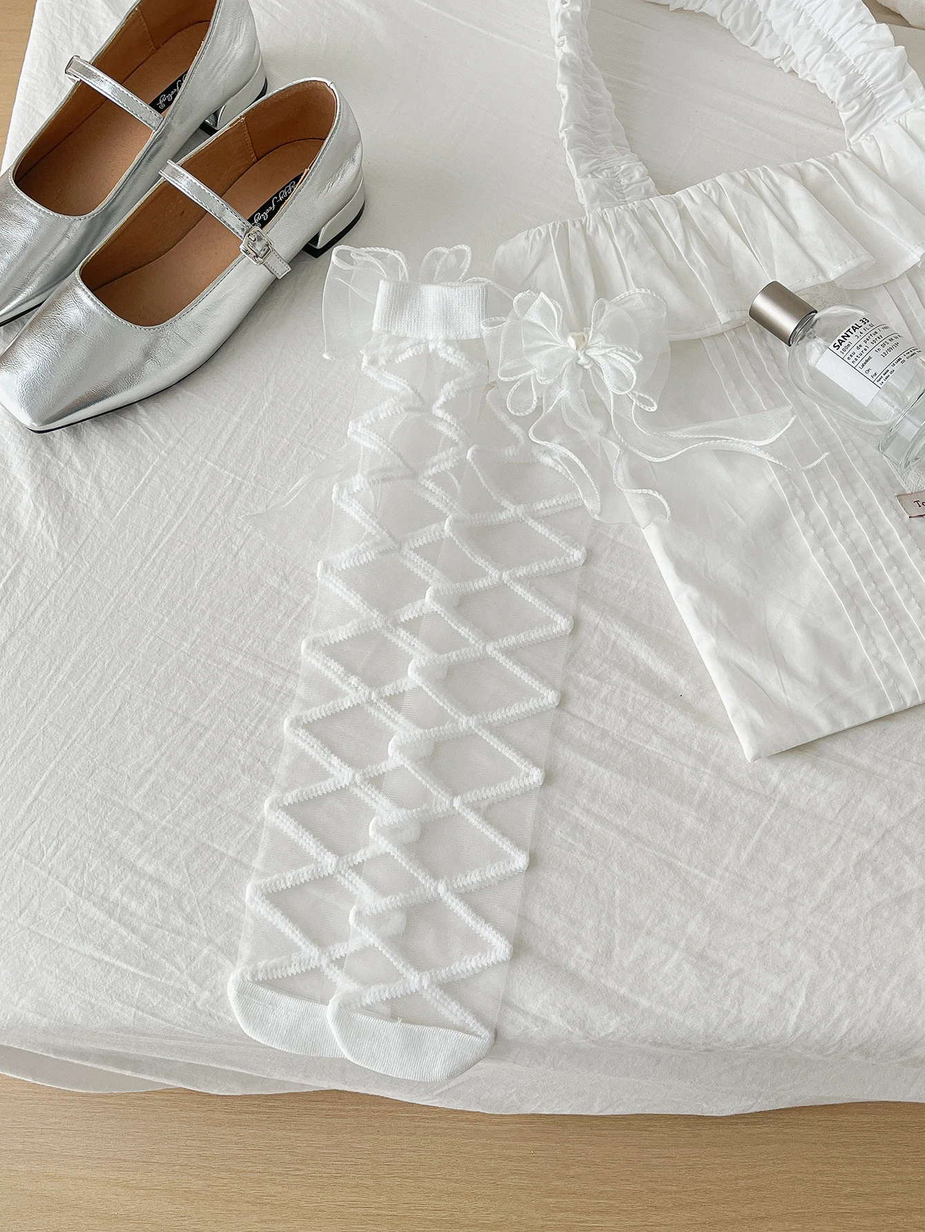 

Summer thin boneless children's mesh silk stockings for girls, Korean version of baby girls' lace princess mid-calf stockings
