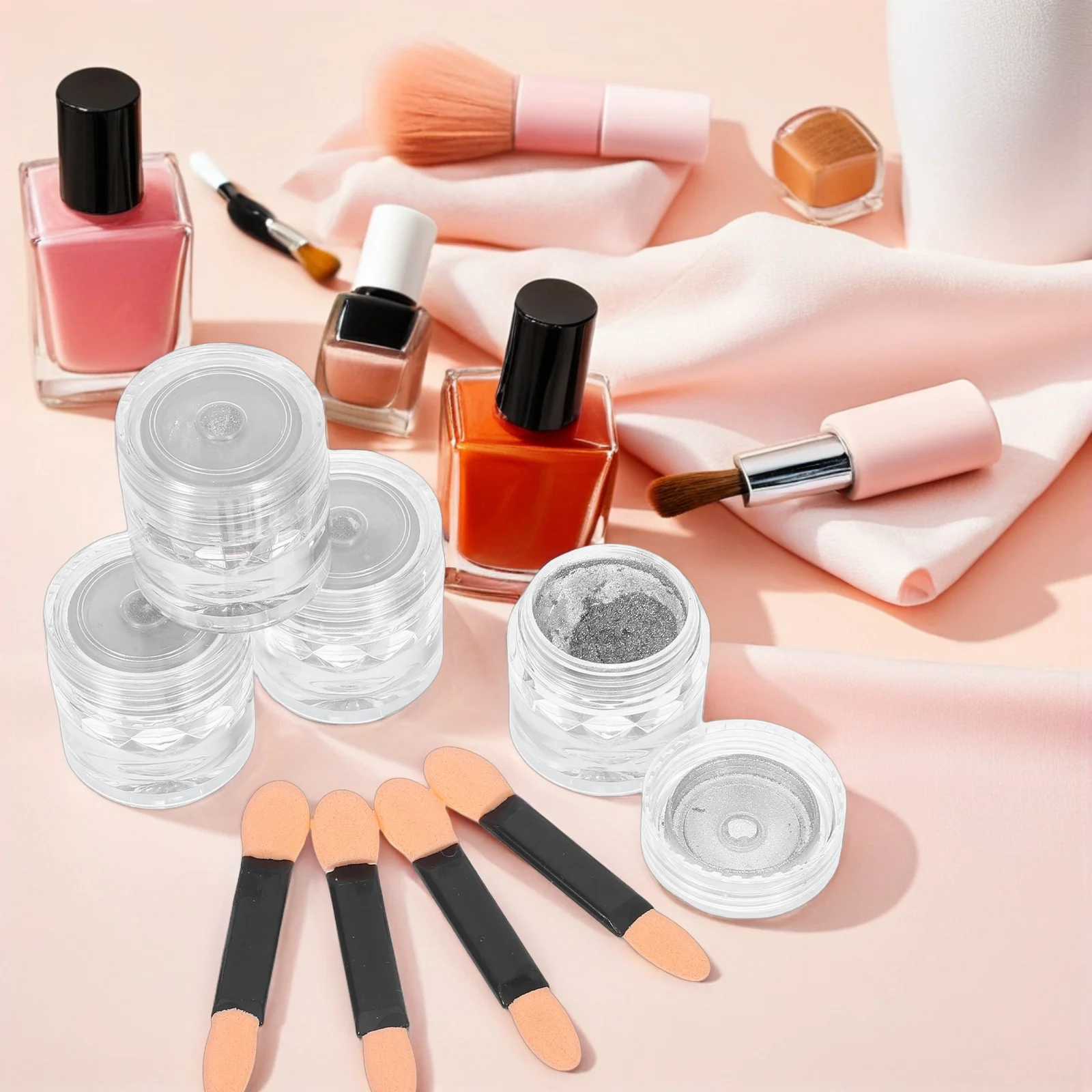 4세트 3D 캣아이 네일 아트 파우더 세트, 오래 지속되는 광택 DIY 매니큐어 UV LED 큐어 네일 아트 장식