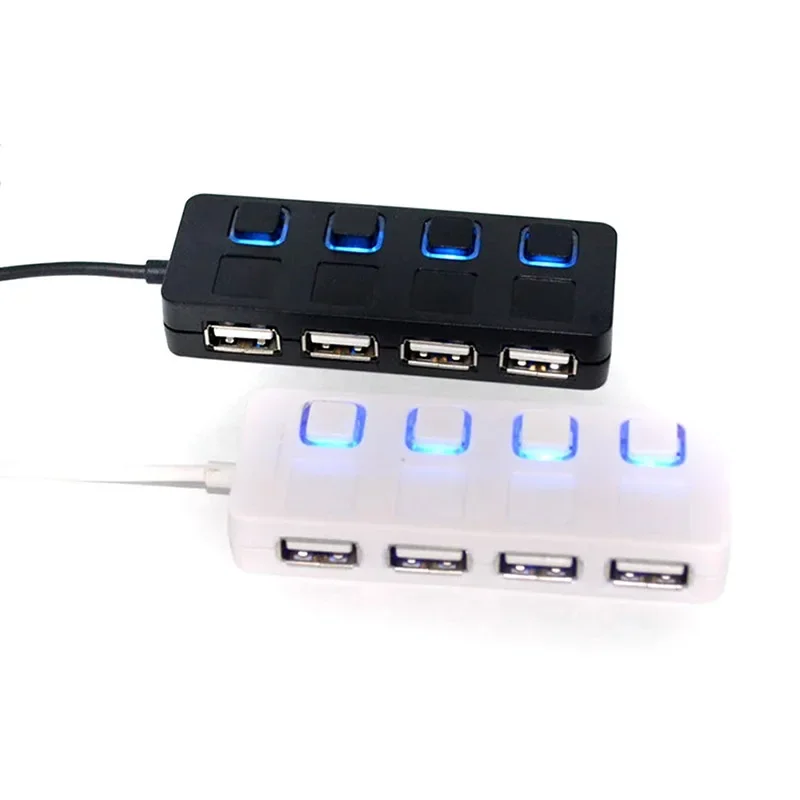 4 Ports USB 2.0 HUB USB On/Off Switch Splitter Expander with Independent 480Mbps Fast Transmission Data Adapter For PC Computer