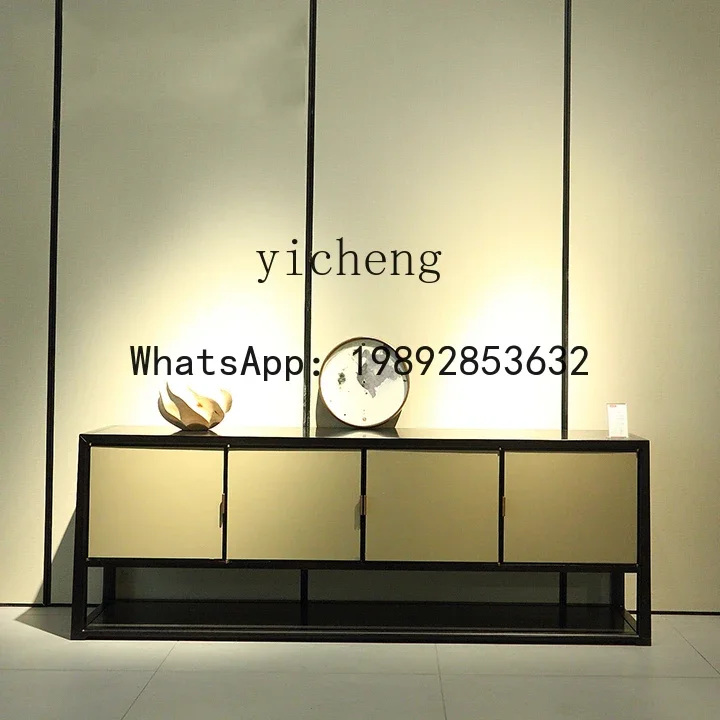 

W8- New Chinese Style Sideboard Entrance Storage Decorative Cabinet Solid Wood Living Room Villa Furniture