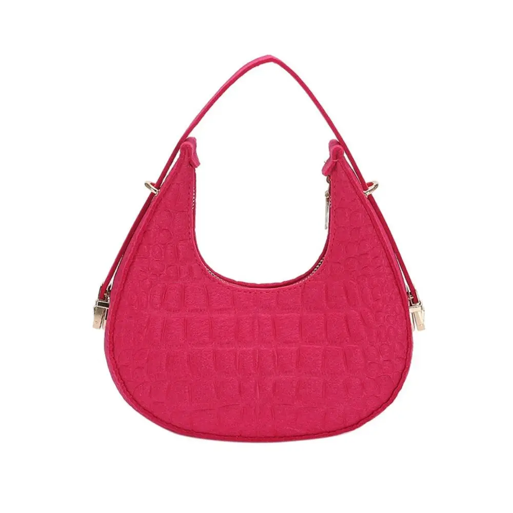 

Versatile Solid Color Crescent Bag Korean Style Shoulder Pouch Cloth Shoulder Bag All-match Large Capacity Felt Handbag Girls