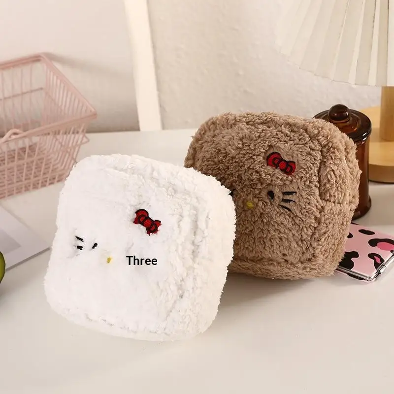 Leuke Cartoon Lam Bont Sanrio Hello Kitty Portemonnee Kawaii Draagbare Diverse Opbergtas Hoofdtelefoon Tas Mond Rode Envelop