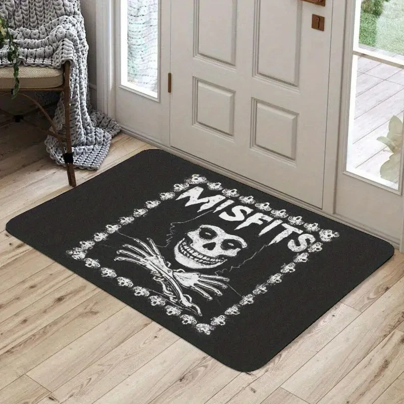 VIKAMA Horror Skeleton Carpet Absorbent Non-slip Home Decor Gothic Style Halloween Decorative Floor Mat Bathroom Doormat