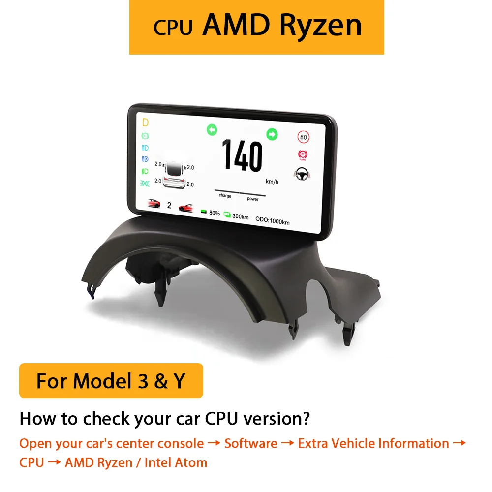 Vjoycar 6,2-Zoll-Dashboard-Cluster-Instrument Modell 3 Y HUD-Bildschirm HD-LCD-Tachometer für Tesla-Modifikation Autozubehör