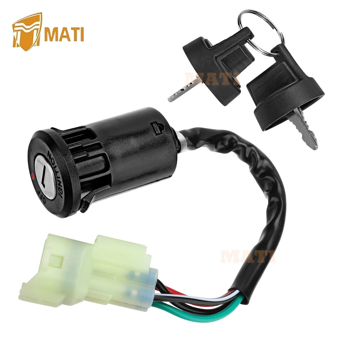 MATI Ignition Key Switch for Kawasaki KFX50 KFX90 2007-2023 27005-Y002 27005-Y001 Exact connector