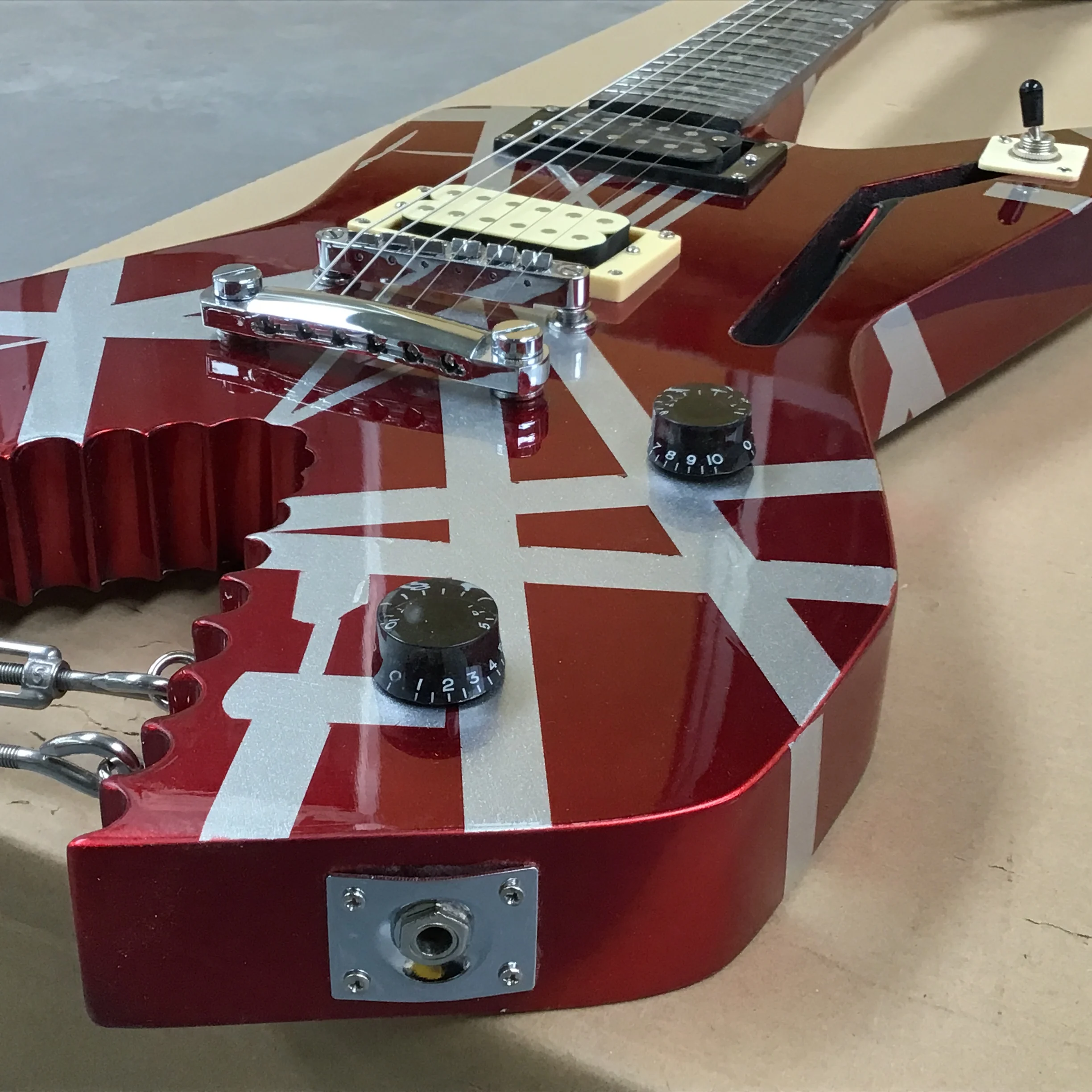 Irregular 6-string integrated electric guitar,red, Perfect tone,hot sale in stock ,customizable,22F