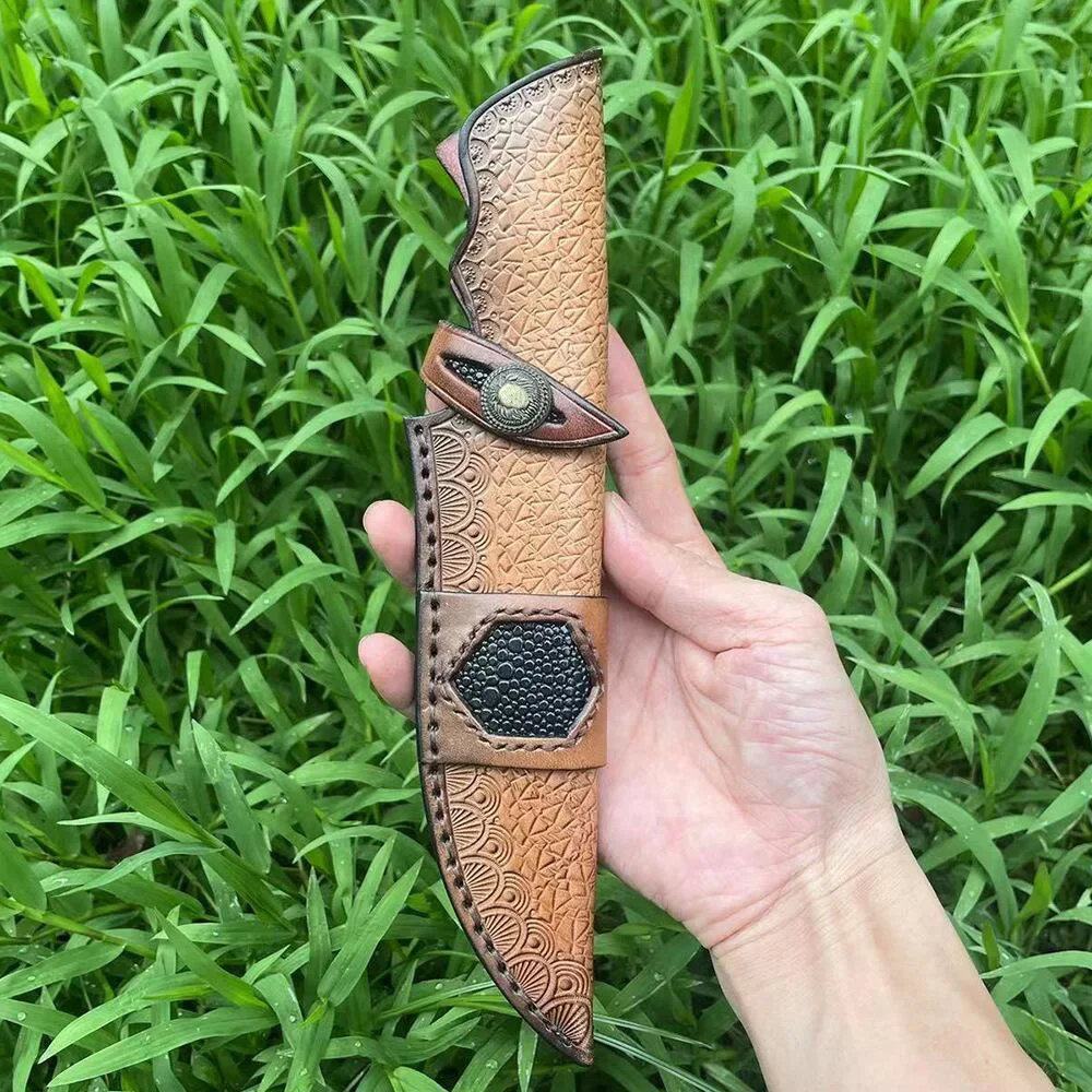 28.2cm Hunting Knife Leather Case High Quality Cowhide Leather Sheath Outdoor Camping Carrying Knife Holsters Gift For Men