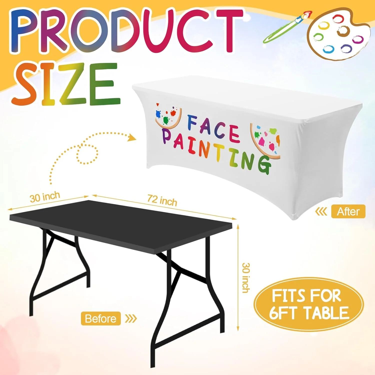 Professional Heavy Duty Face Painting Tablecloth Non-See-Through Spandex Cover for Artist Booth Activity Station Fair Carnival