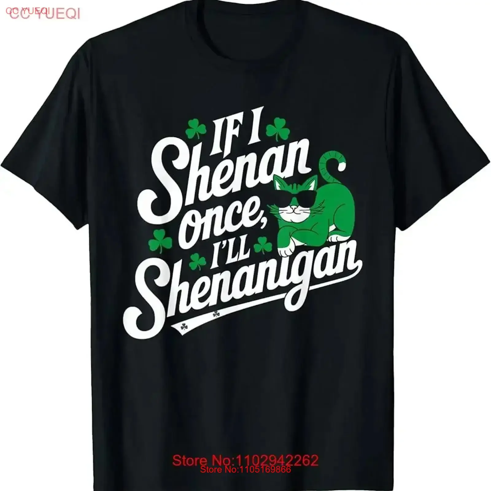 St Patricks Day Funny Cat If I Shenan Once I'll Shenanigan T Shirt vintage Washed Top For Everyday Wear homme fashion vintage