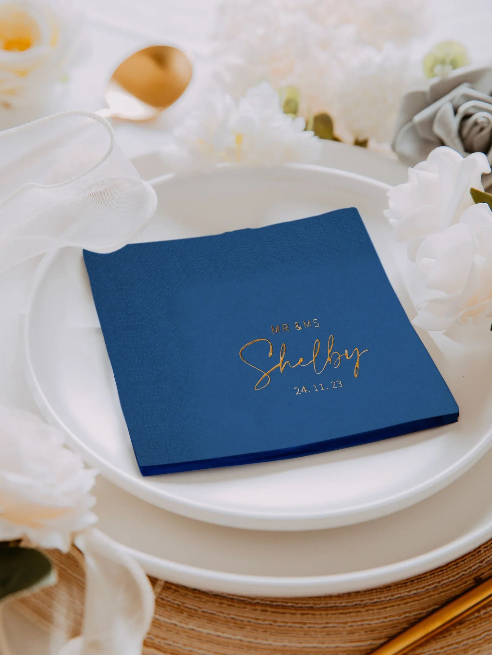 Customized Gold and Silver Foil Wedding Napkins, Paper Wedding Napkin, Personalized Napkins , Wedding Napkins, Printed Wedding N