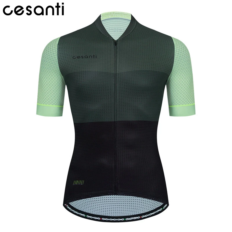 CESANTI Men Cycling Jersey Short Sleeve Pro Bike Clothing Breathable Full Zipper Male Bicycle Wear